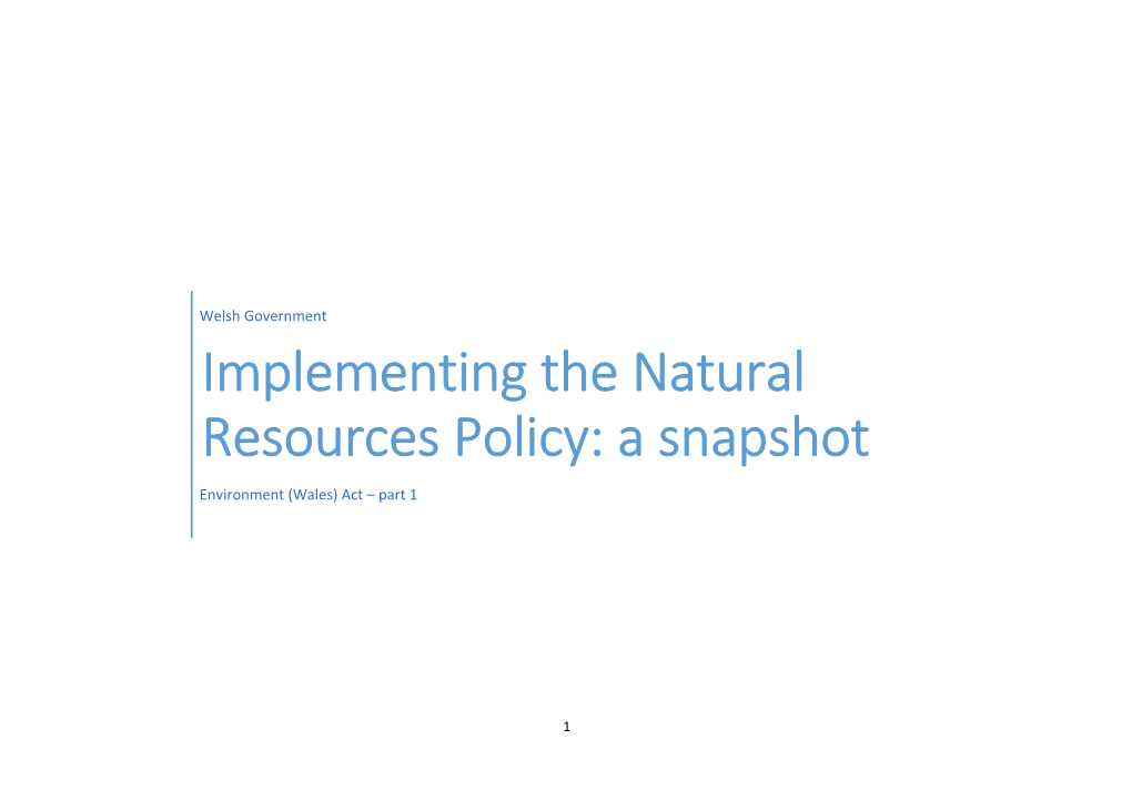 Implementing the Natural Resources Policy: a Snapshot