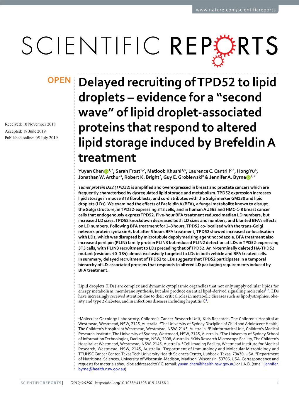 Delayed Recruiting of TPD52 to Lipid Droplets