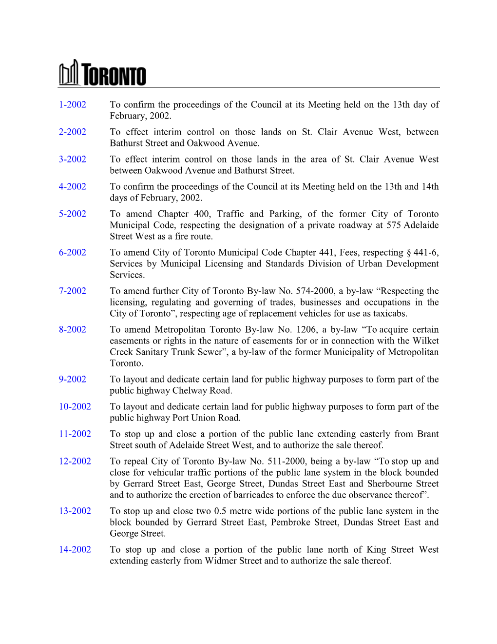 1-2002 to Confirm the Proceedings of the Council at Its Meeting Held on the 13Th Day of February, 2002