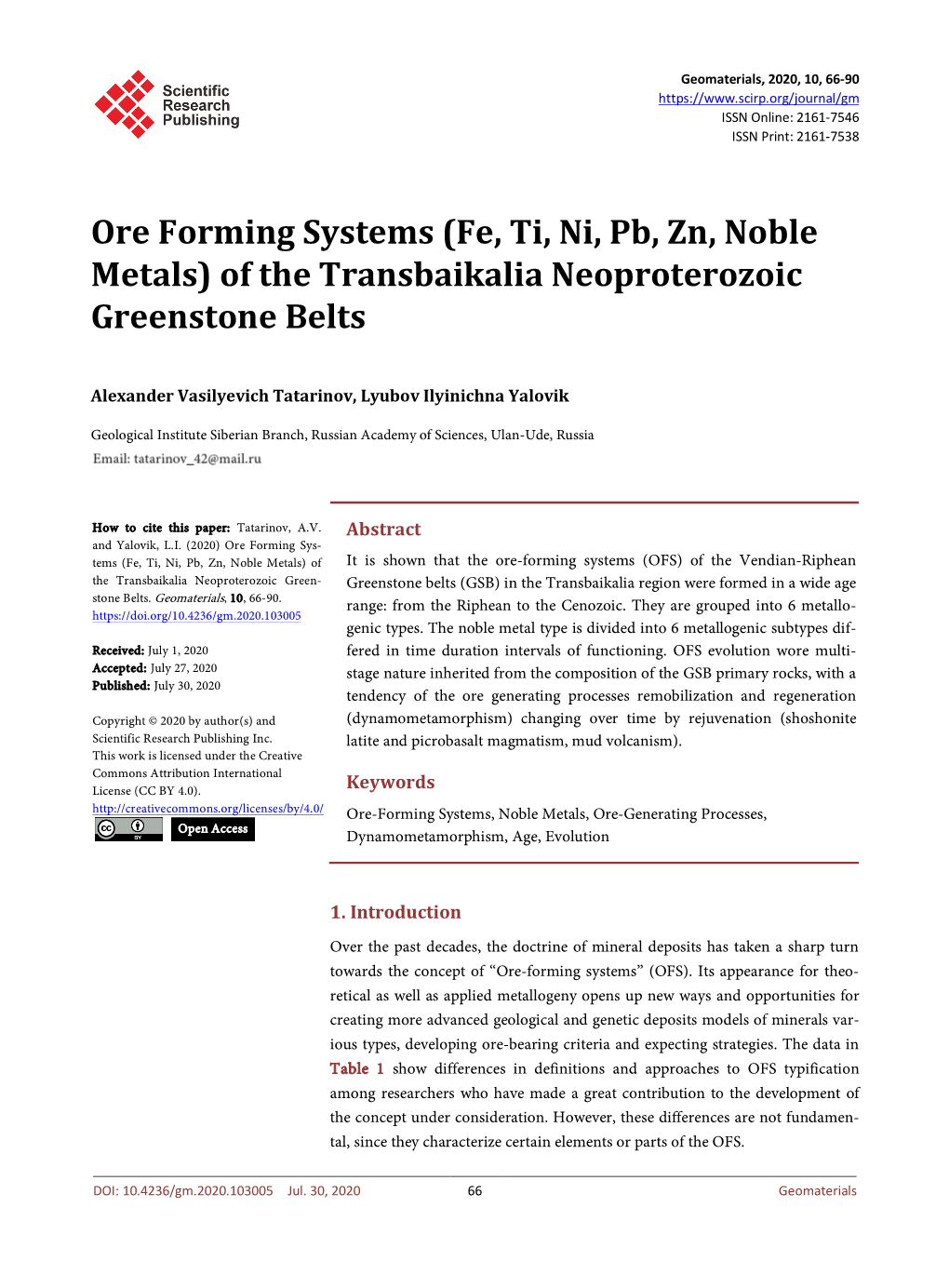 Ore Forming Systems (Fe, Ti, Ni, Pb, Zn, Noble Metals) of the Transbaikalia Neoproterozoic Greenstone Belts