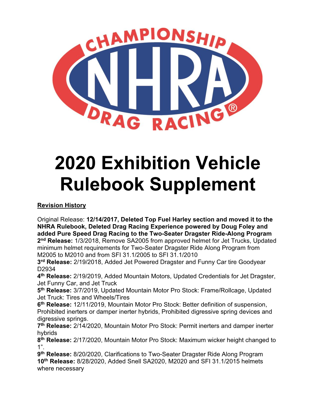 Section 1:6 of the Current NHRA Rulebook for Nitromethane Regulations