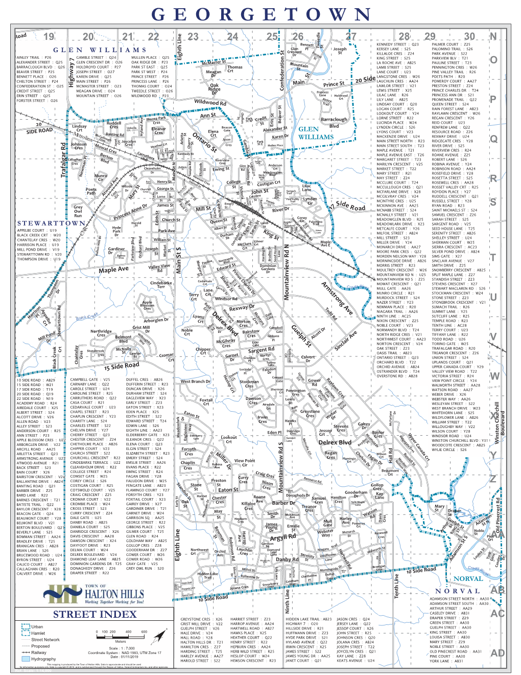 Street Index Map – Georgetown