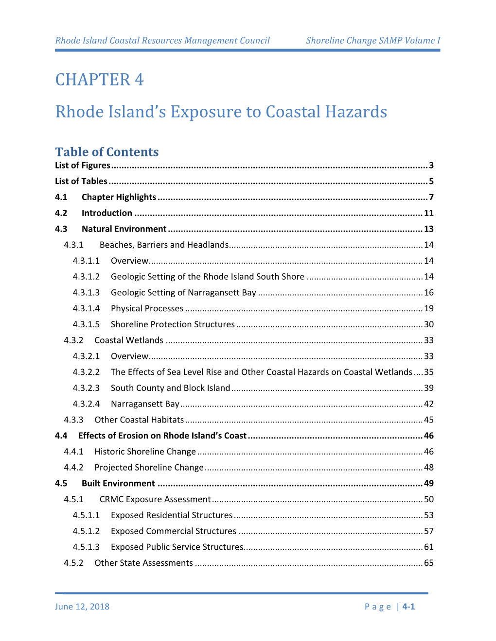 CHAPTER 4 Rhode Island's Exposure to Coastal Hazards