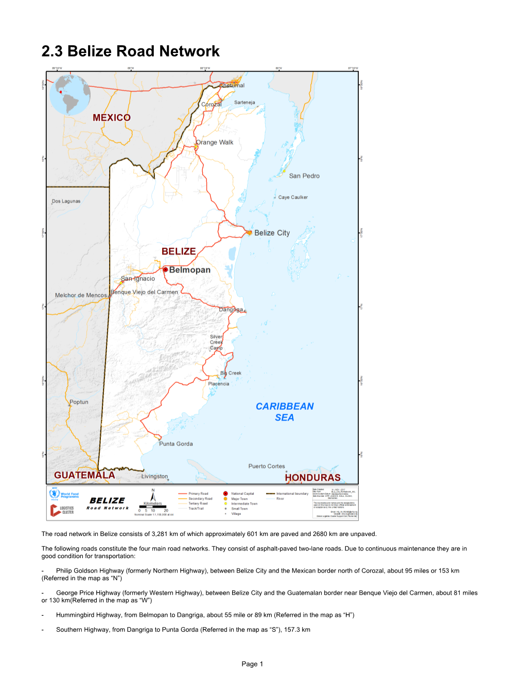 2.3 Belize Road Network