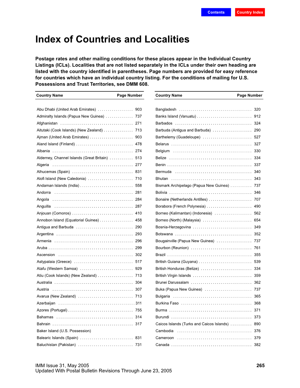 Country Index