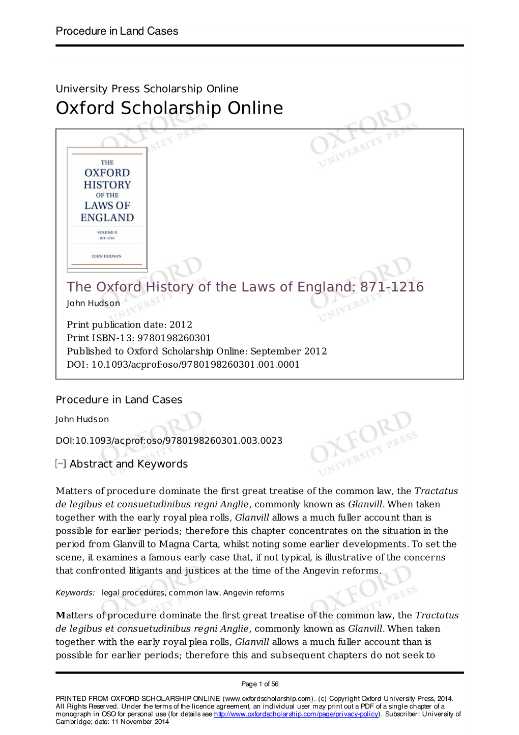 Oxford Scholarship Online