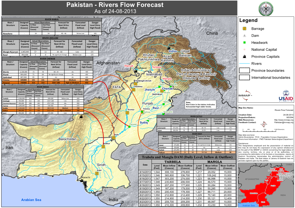 Pakistan - Rivers Flow Forecast As of 24-08-2013