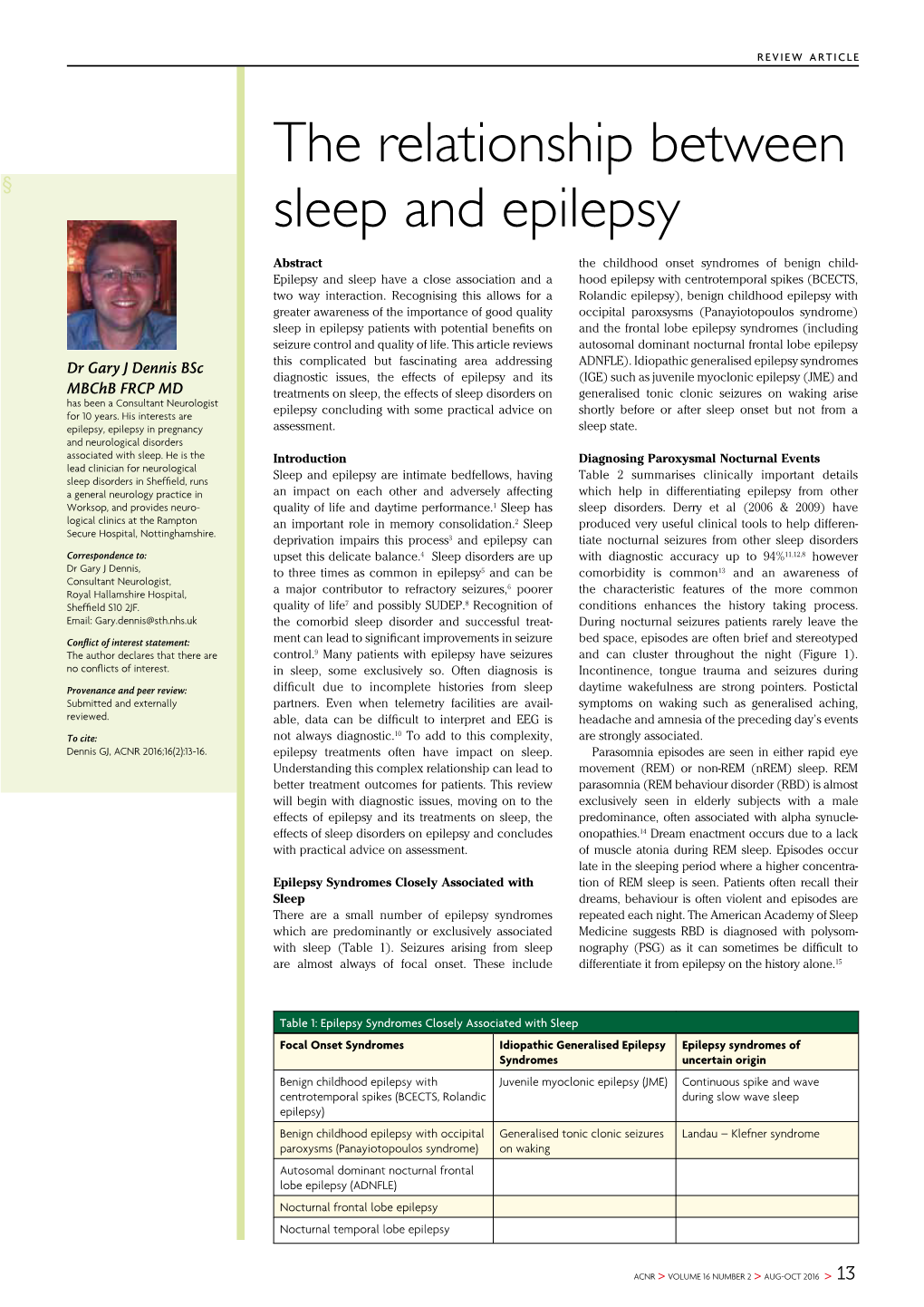 The Relationship Between Sleep and Epilepsy