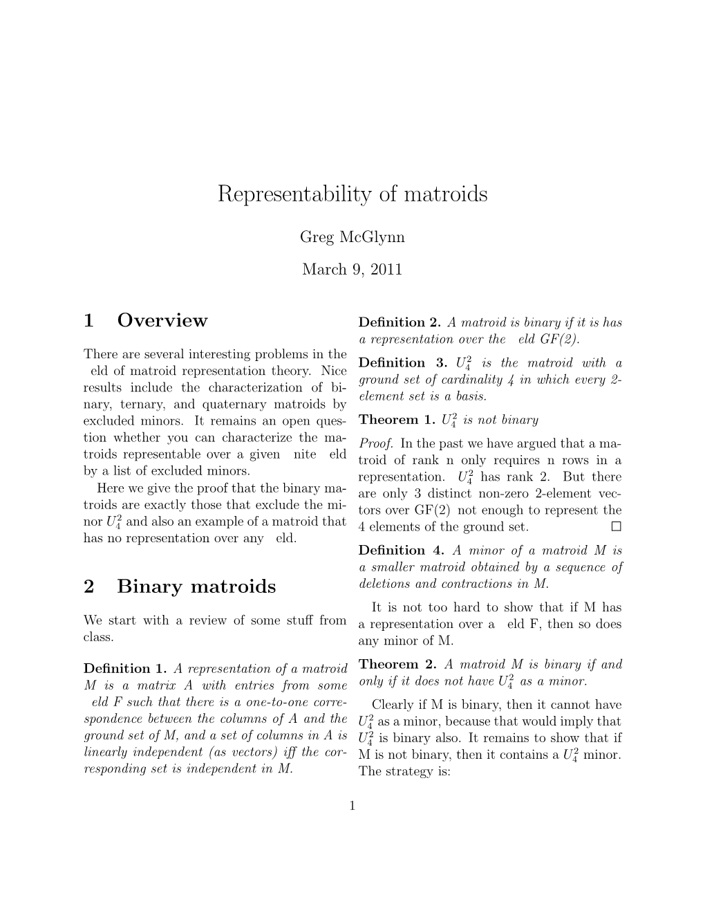 Representability of Matroids