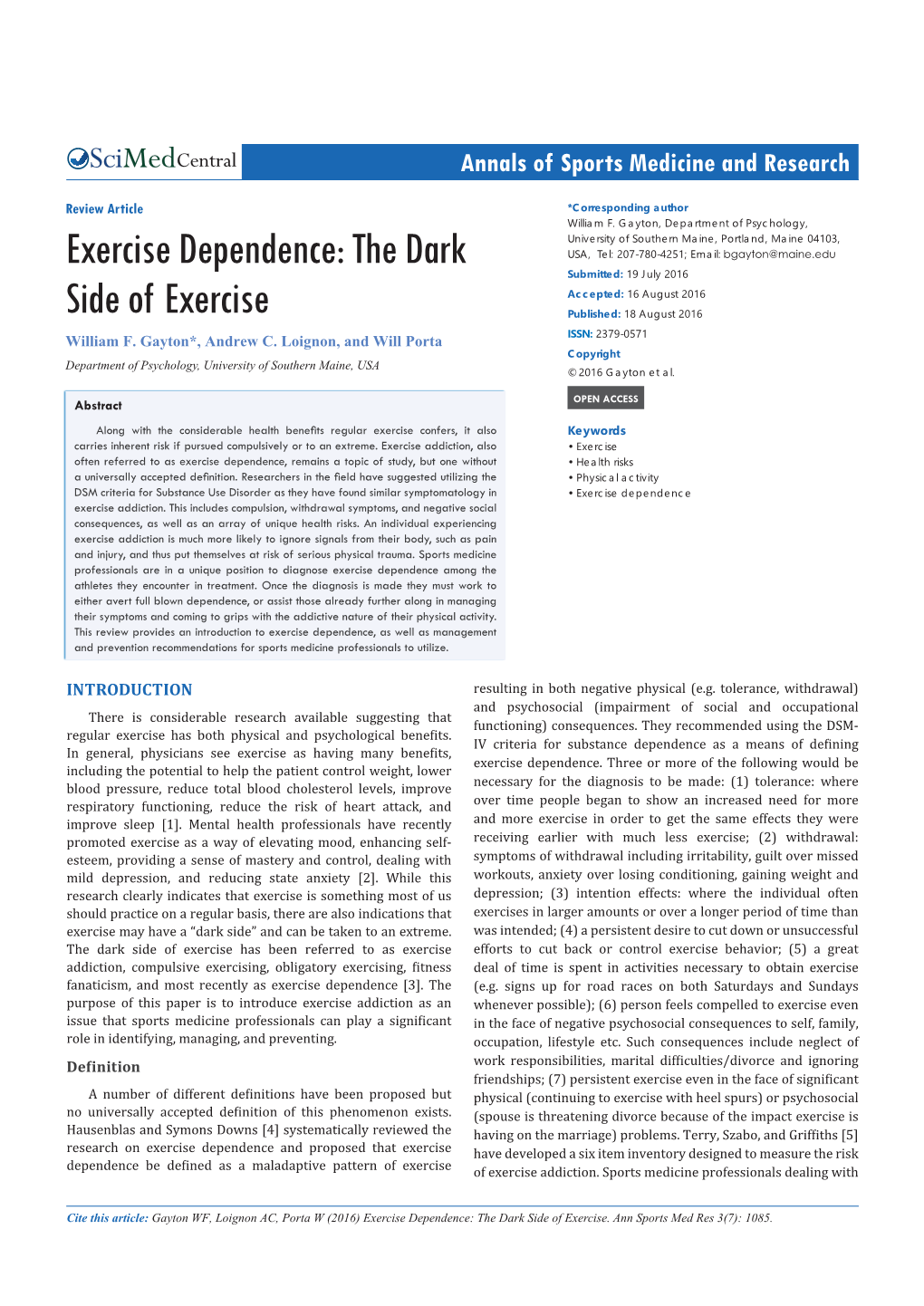 Exercise Dependence