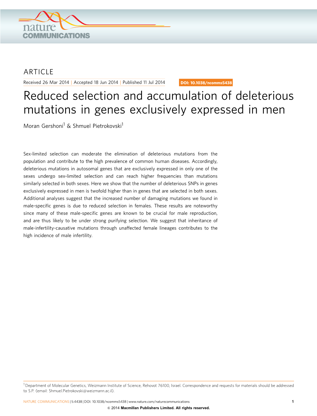 Reduced Selection and Accumulation of Deleterious Mutations in Genes Exclusively Expressed in Men