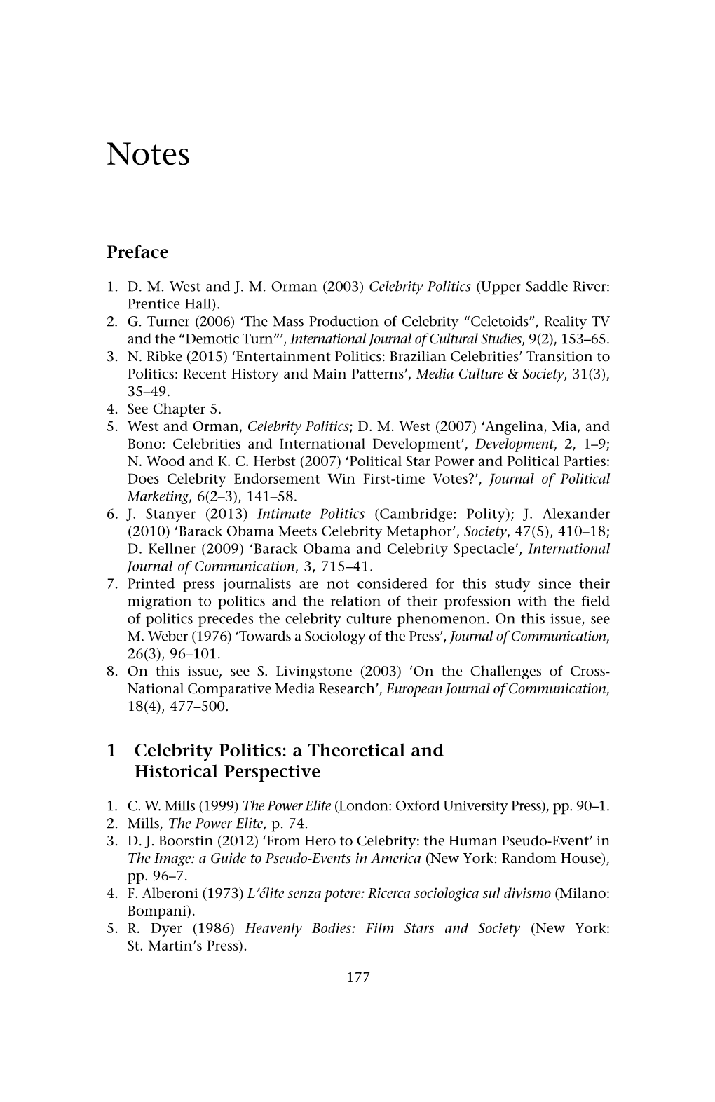 Preface 1 Celebrity Politics: a Theoretical and Historical Perspective