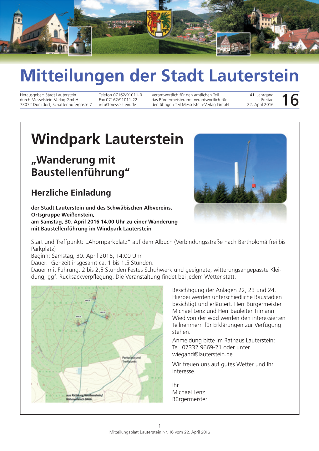 Windpark Lauterstein „Wanderung Mit Baustellenführung“