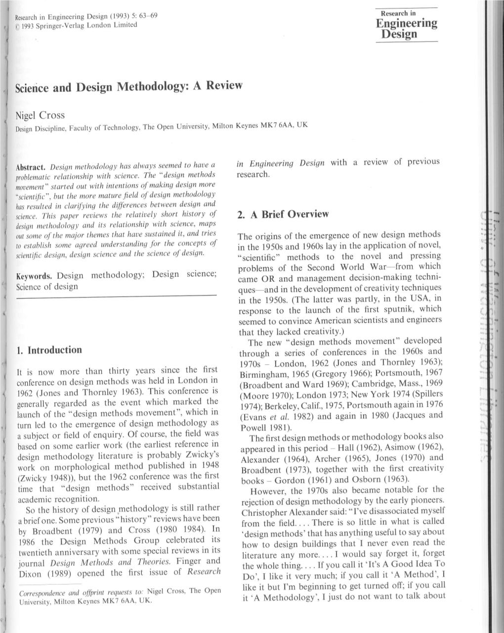 Science and Design Methodology: a Review