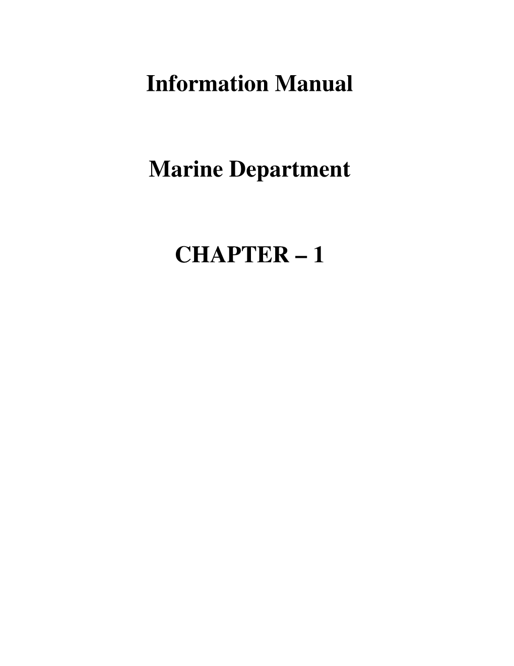 Information Manual Marine Department CHAPTER
