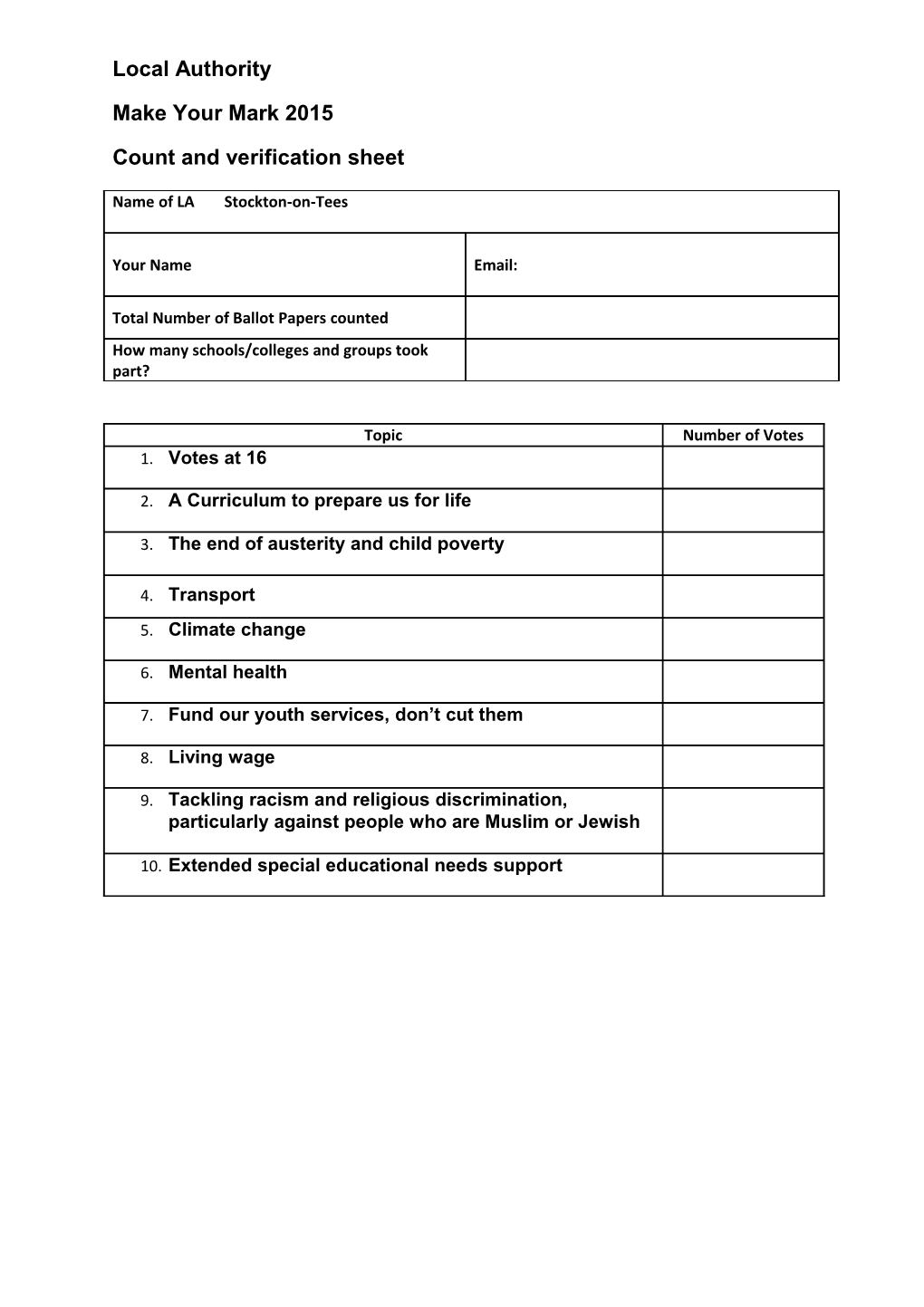 Count and Verification Sheet s1