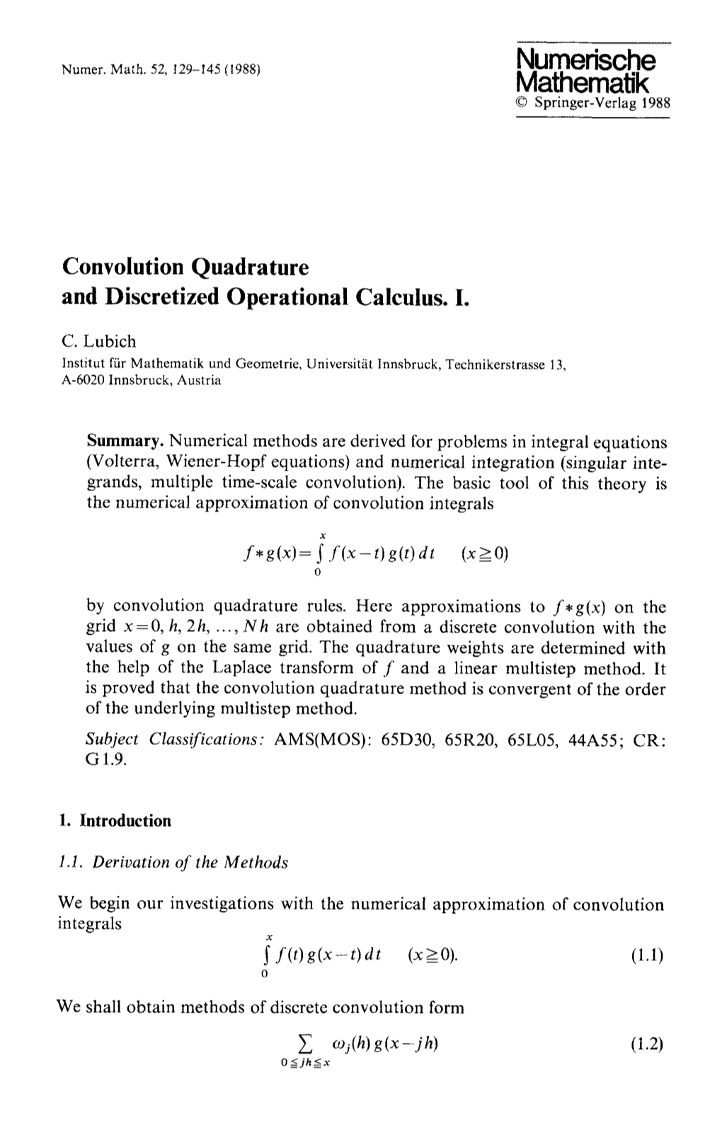 Convolution Quadrature and Discretized Operational Calculus. I