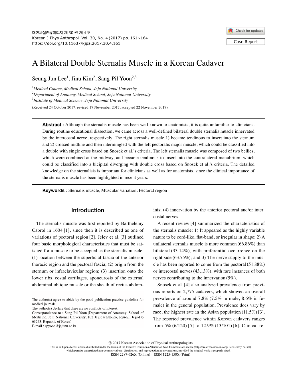 A Bilateral Double Sternalis Muscle in a Korean Cadaver