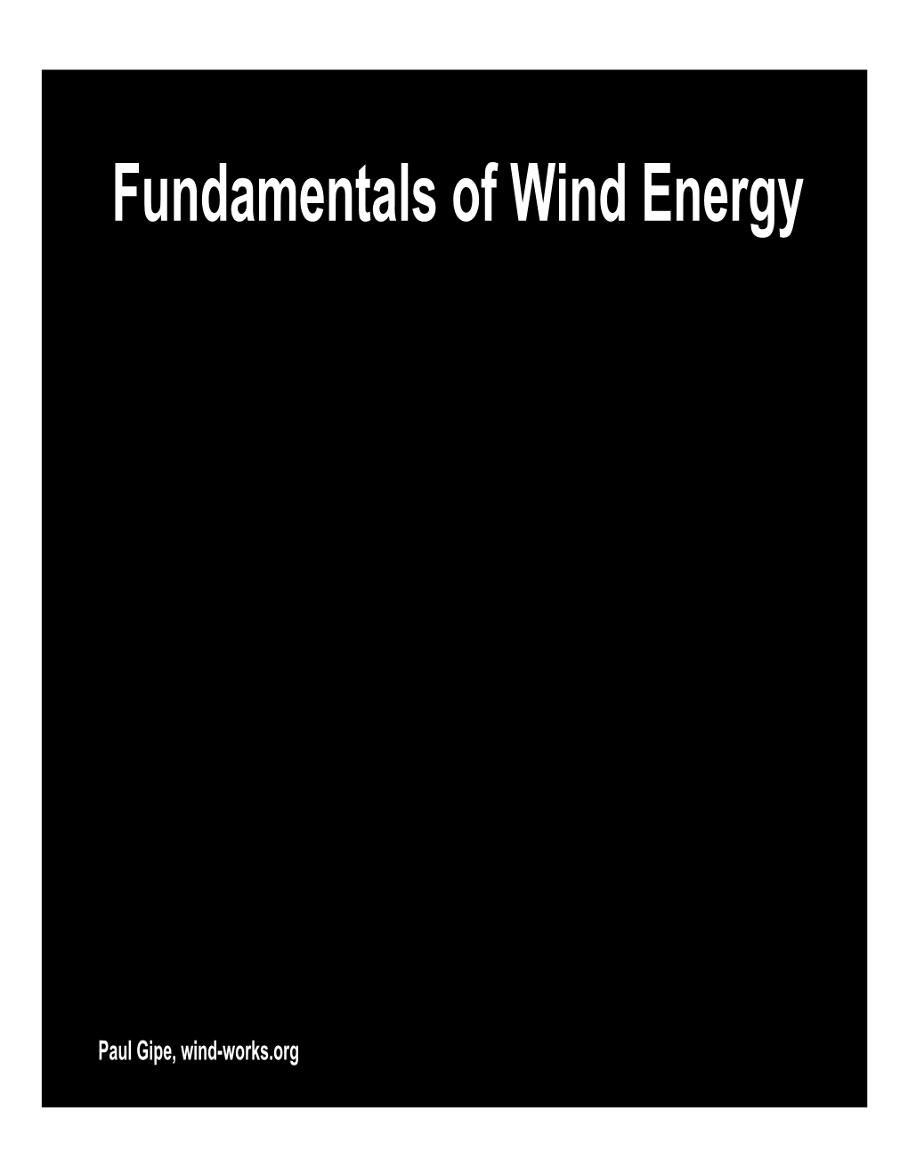 Fundamentals of Wind Energy