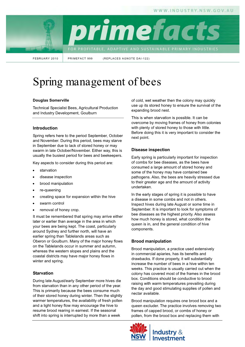 Spring Management of Bees