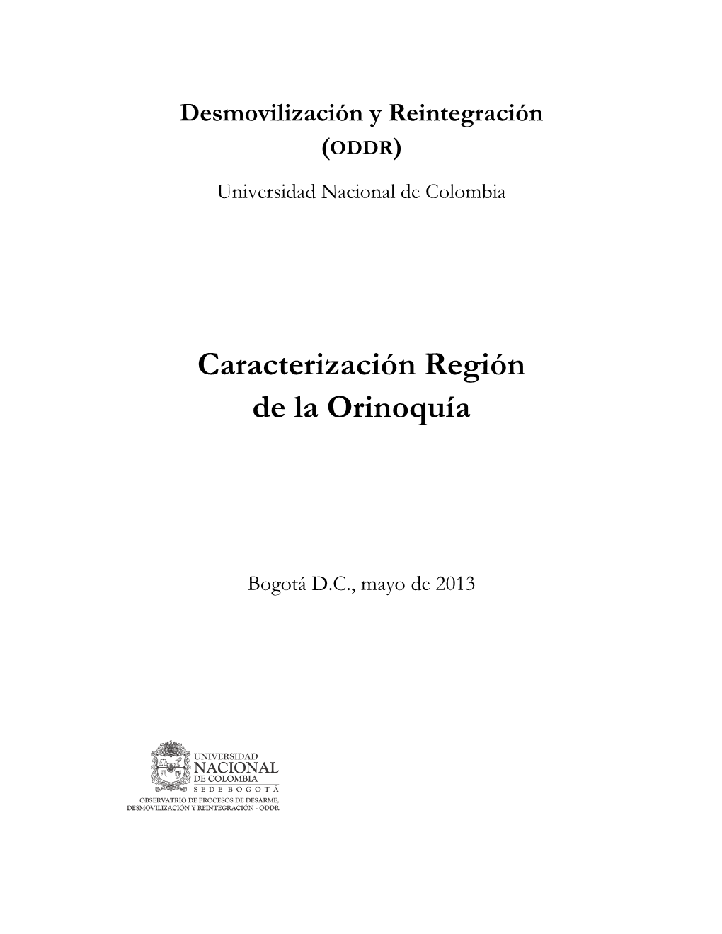 Caracterización Región De La Orinoquía