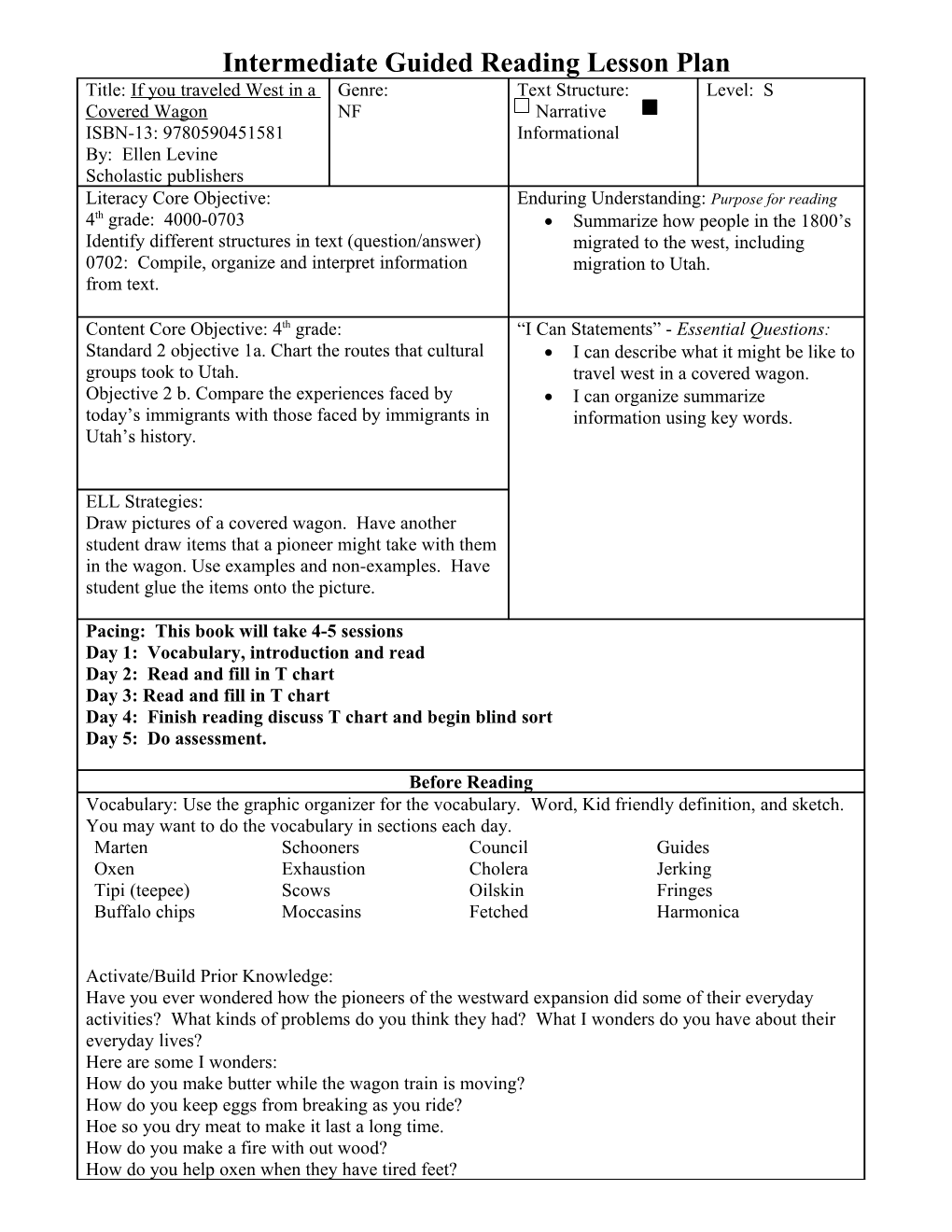 Primary Guided Reading Lesson Plan s8