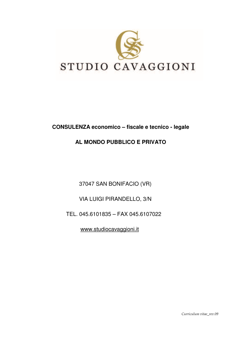 CURRICULUM VITAE STUDIO CAVAGGIONI Scarl