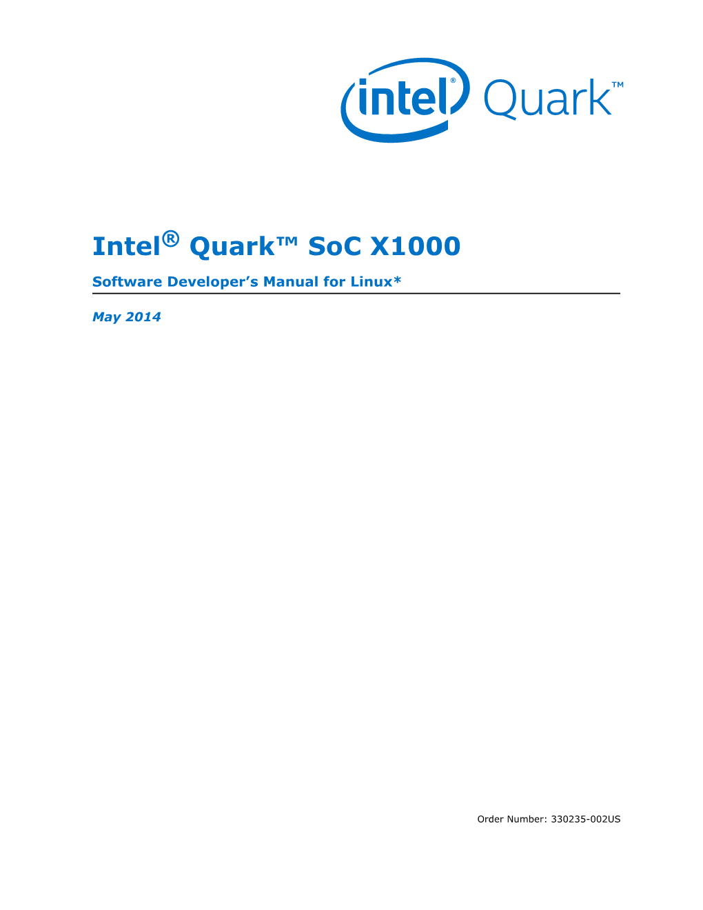 Intel® Quark™ Soc X1000 Software Developer's Manual for Linux*