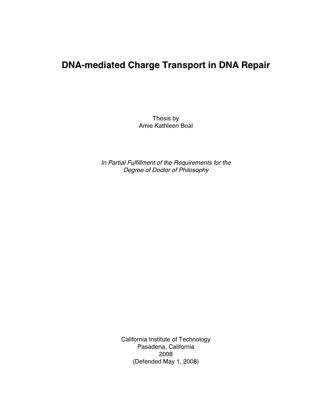 DNA-Mediated Charge Transport in DNA Repair