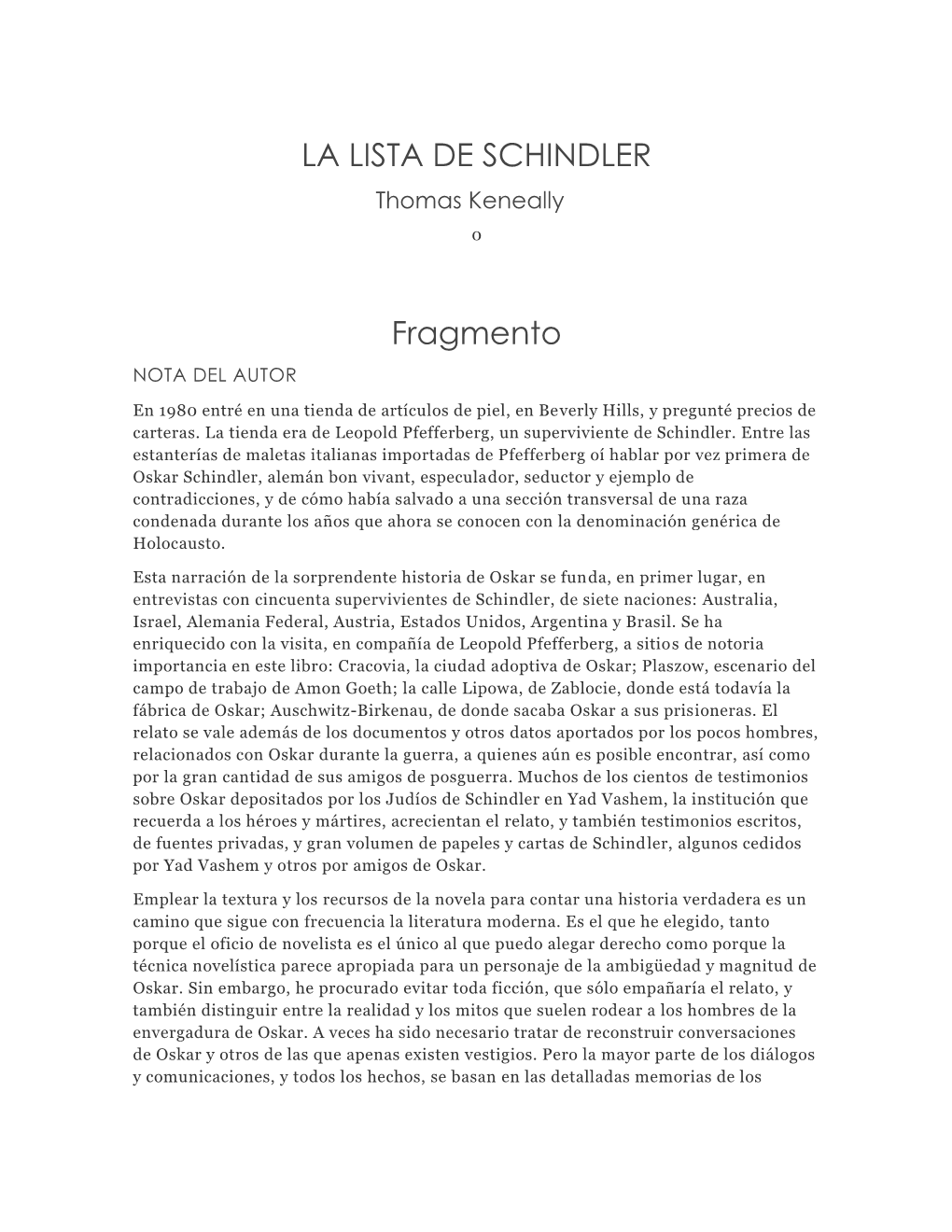 LA LISTA DE SCHINDLER Fragmento