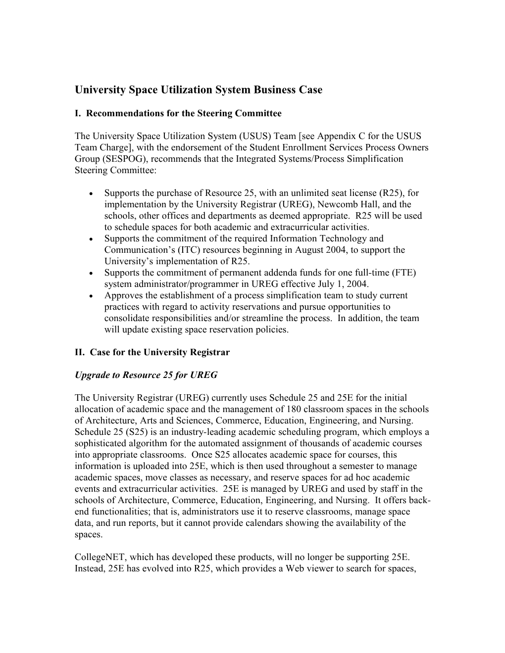 University Space Utilization System Business Case