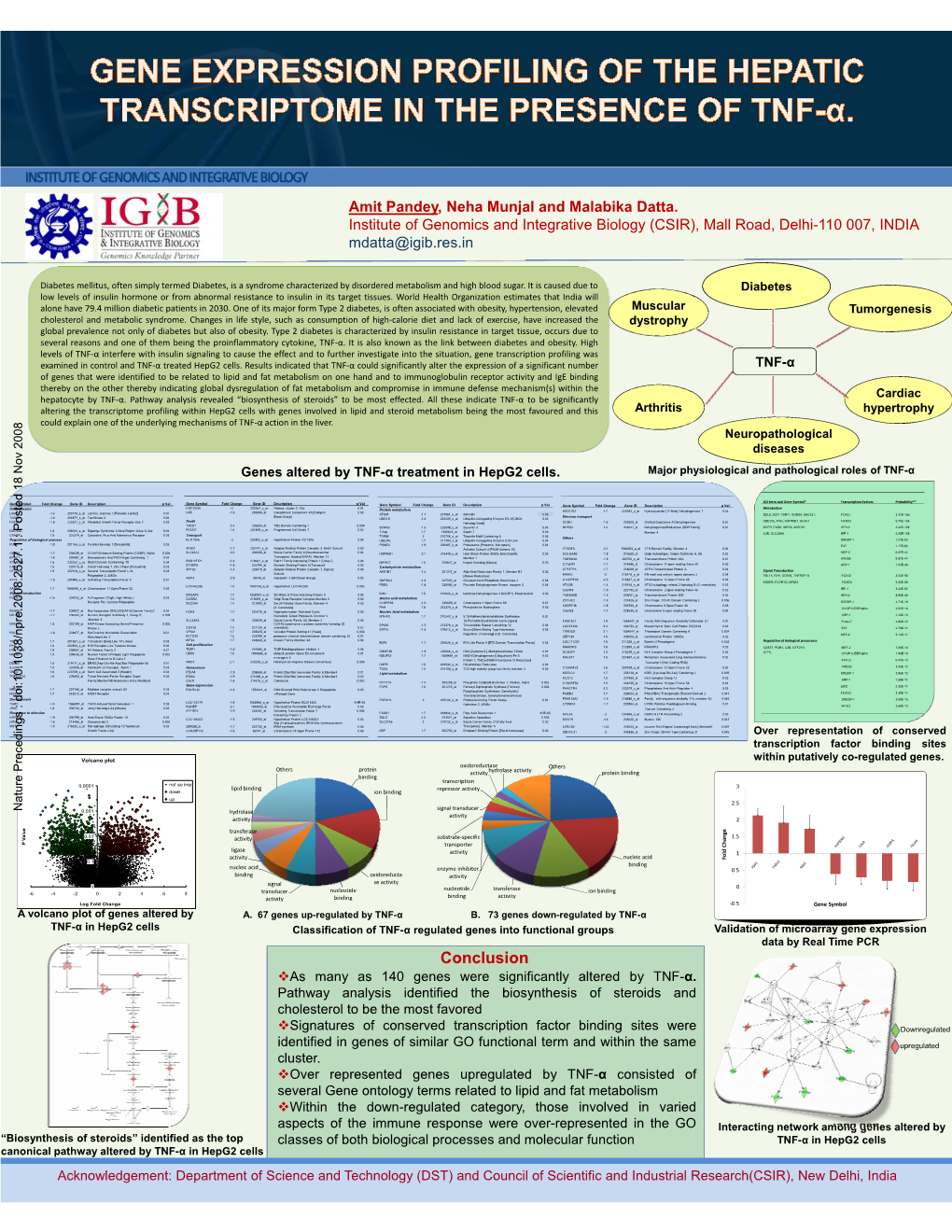 Conclusion ™As Many As 140 Genes Were Significantly Altered by TNF-Α