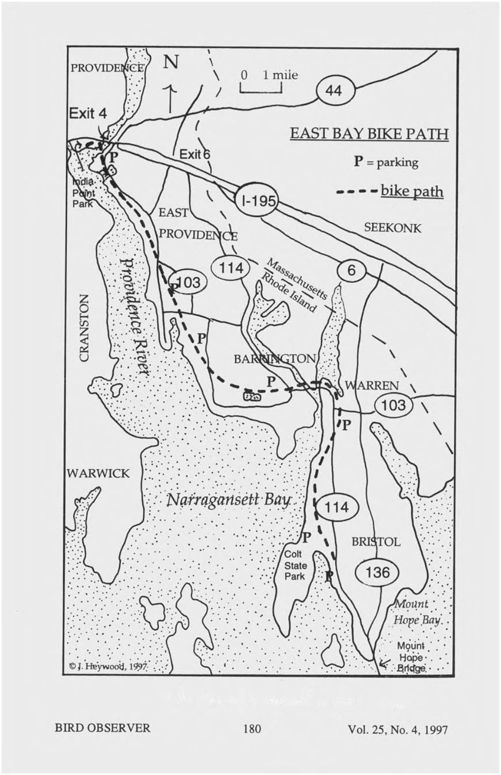 BIRD OBSERVER 180 Vol. 25, No. 4, 1997 BIRDING RHODE ISLAND’S EAST BAY BIKE PATH