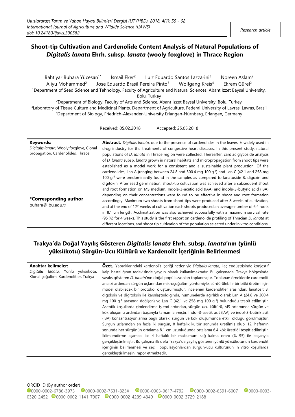 Shoot-Tip Cultivation and Cardenolide Content Analysis of Natural Populations of Digitalis Lanata Ehrh. Subsp. Lanata (Wooly Foxglove) in Thrace Region