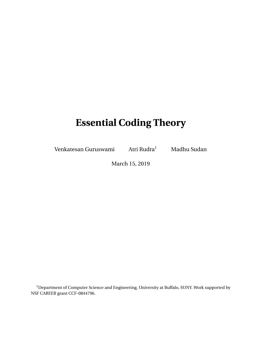 Essential Coding Theory Book