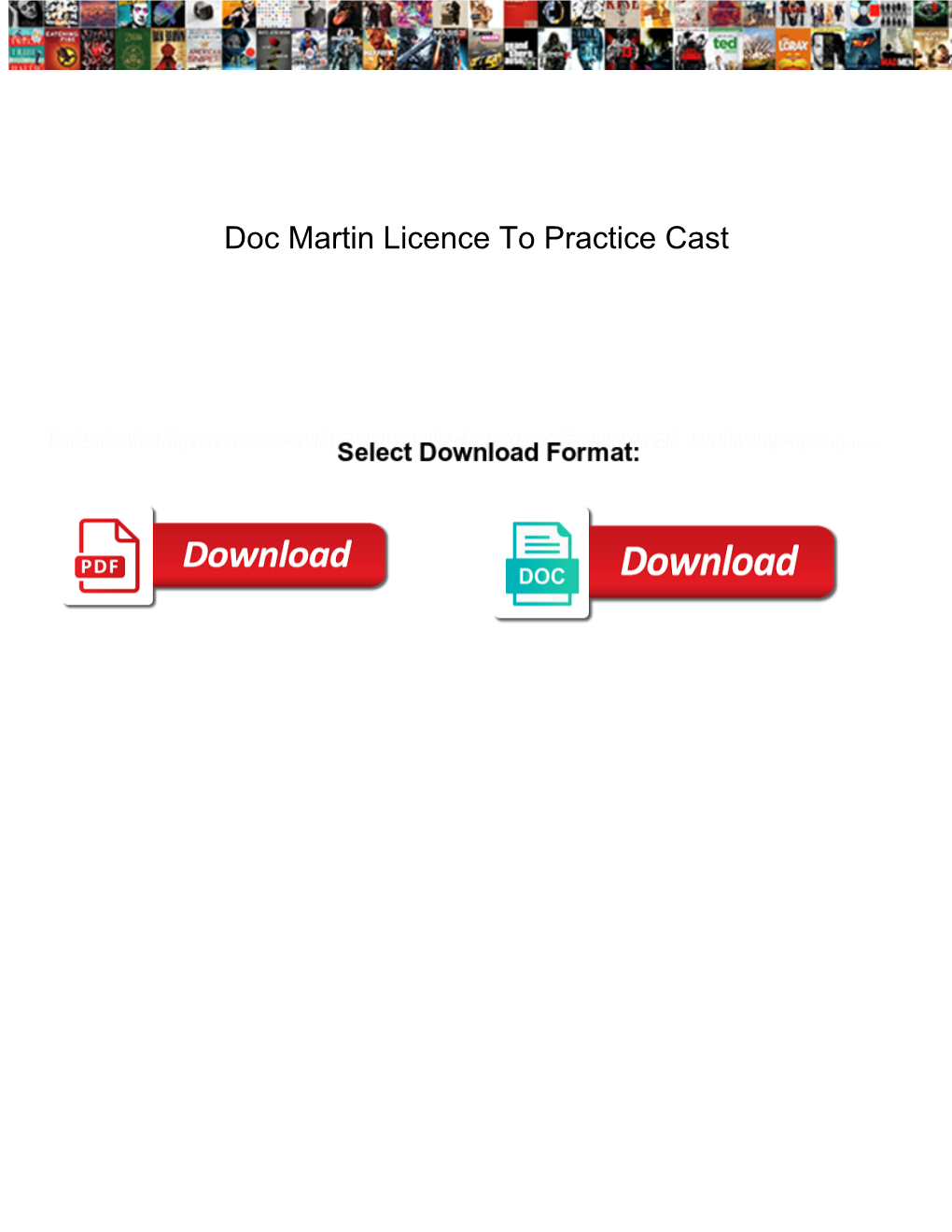 Doc Martin Licence to Practice Cast