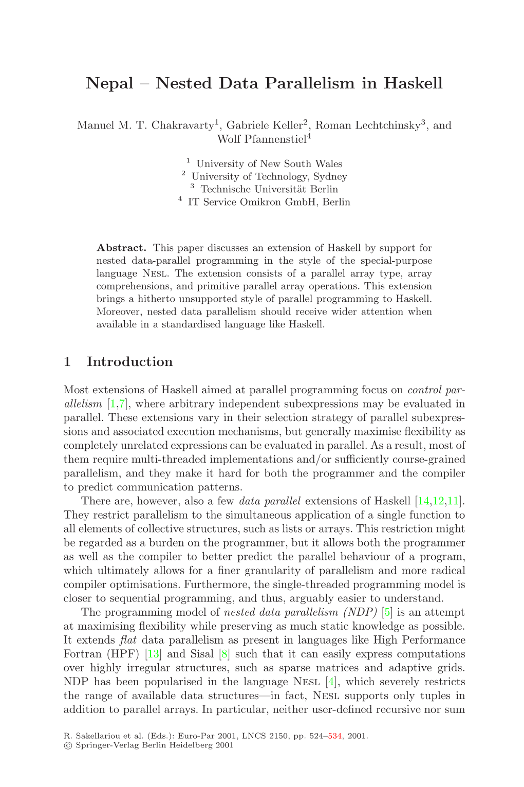 Nested Data Parallelism in Haskell