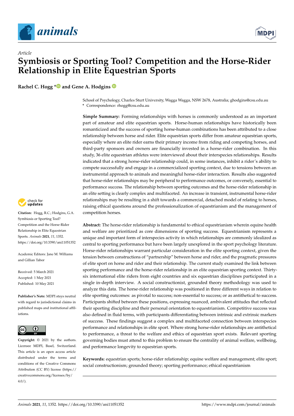 Competition and the Horse-Rider Relationship in Elite Equestrian Sports