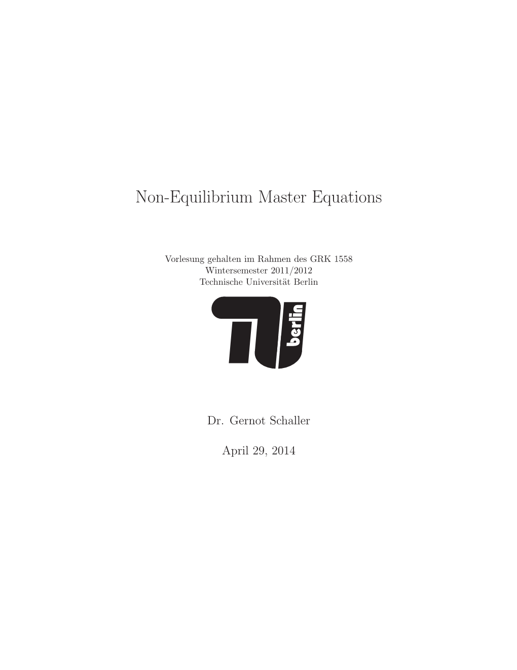 Non-Equilibrium Master Equations
