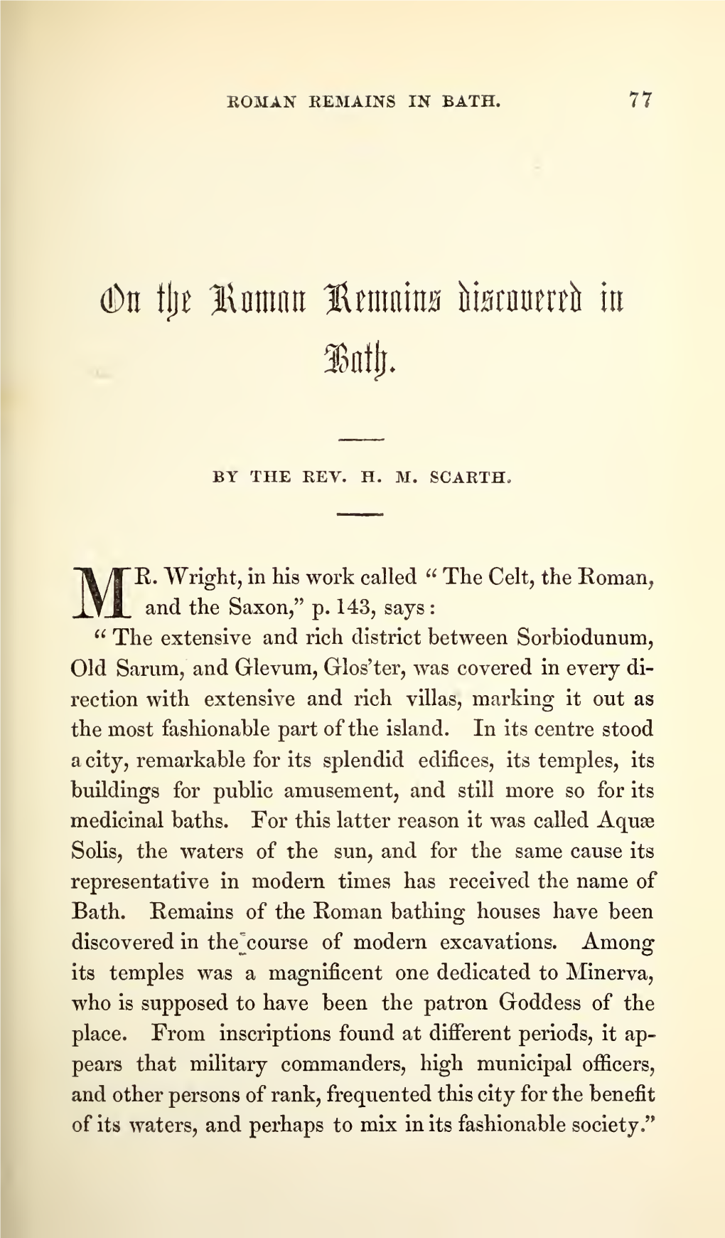 Scarth, H M, on the Roman Remains Discovered in Bath, Part II, Vol 3