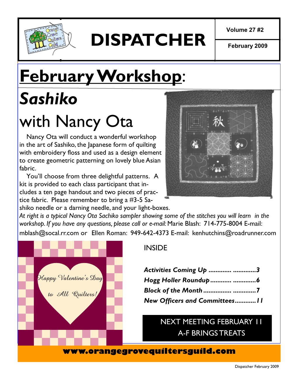 February Workshop: Sashiko with Nancy Ota DISPATCHER