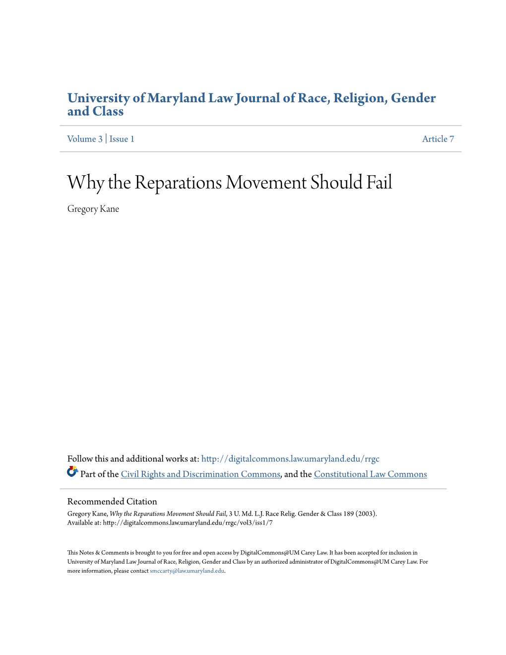 Why the Reparations Movement Should Fail Gregory Kane