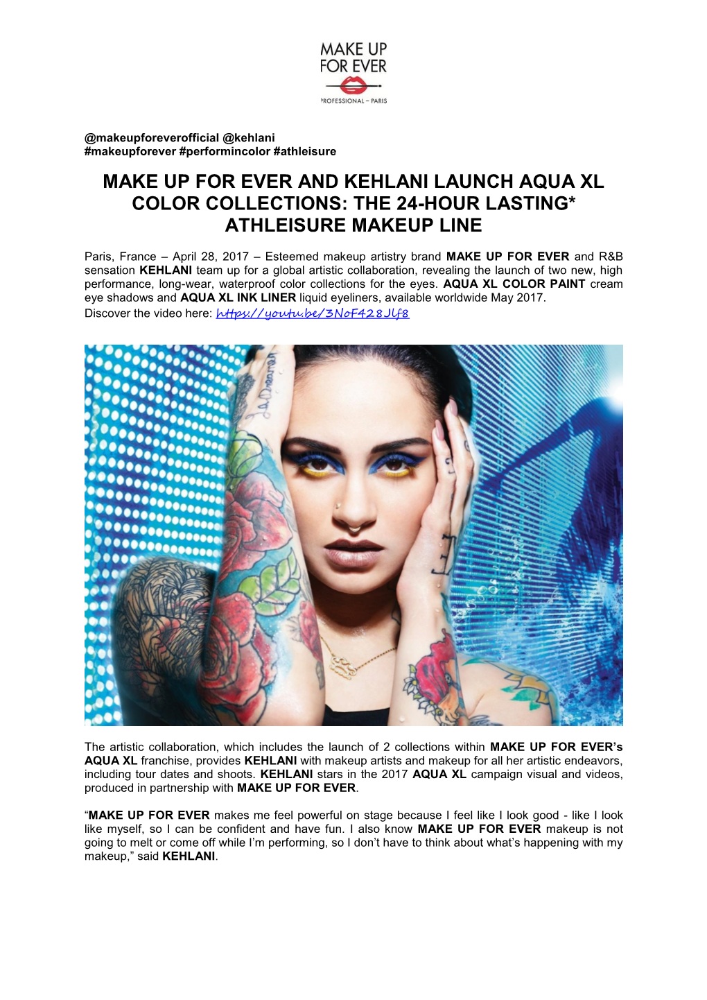 Make up for Ever and Kehlani Launch Aqua Xl Color Collections: the 24-Hour Lasting* Athleisure Makeup Line