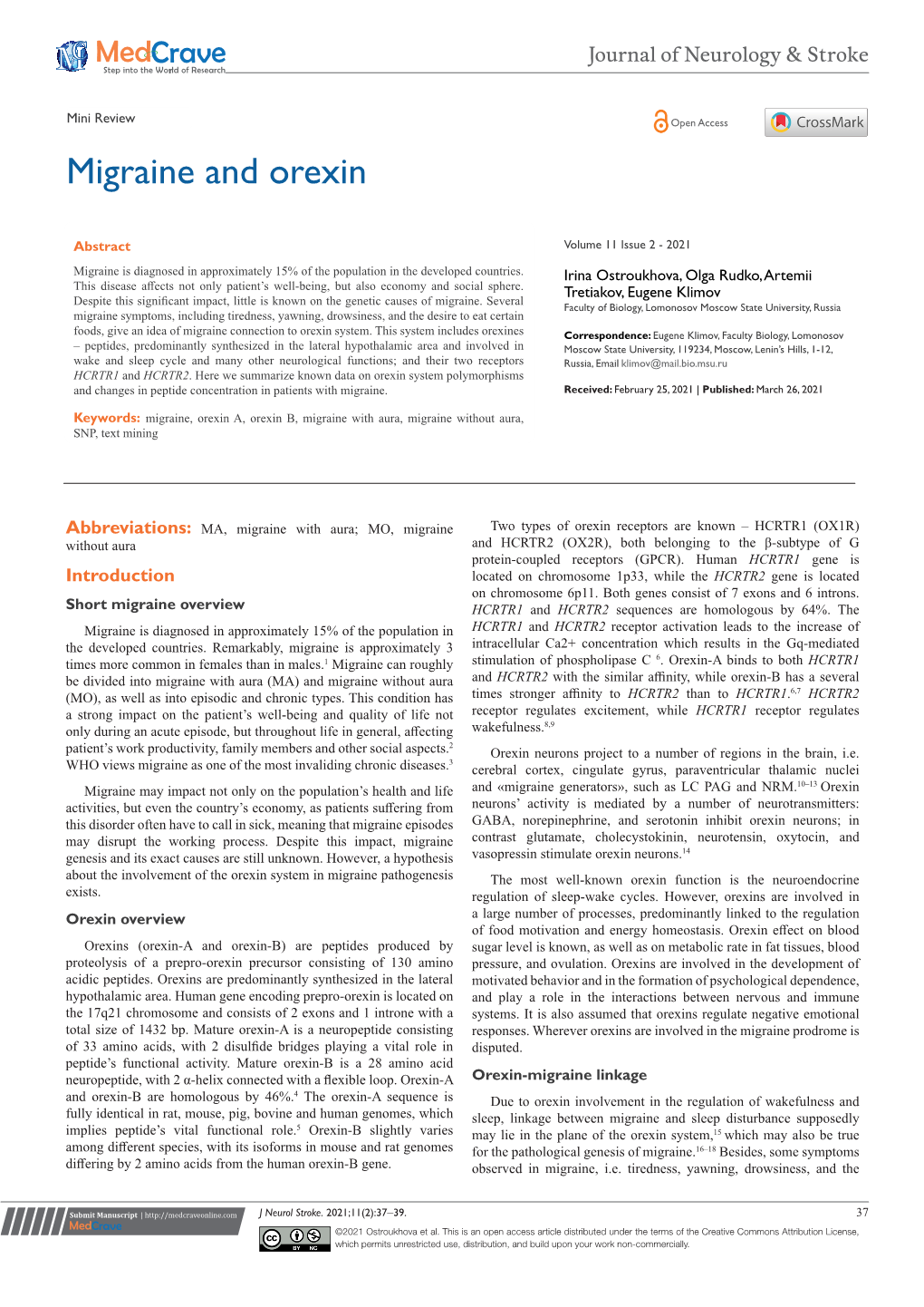 Migraine and Orexin