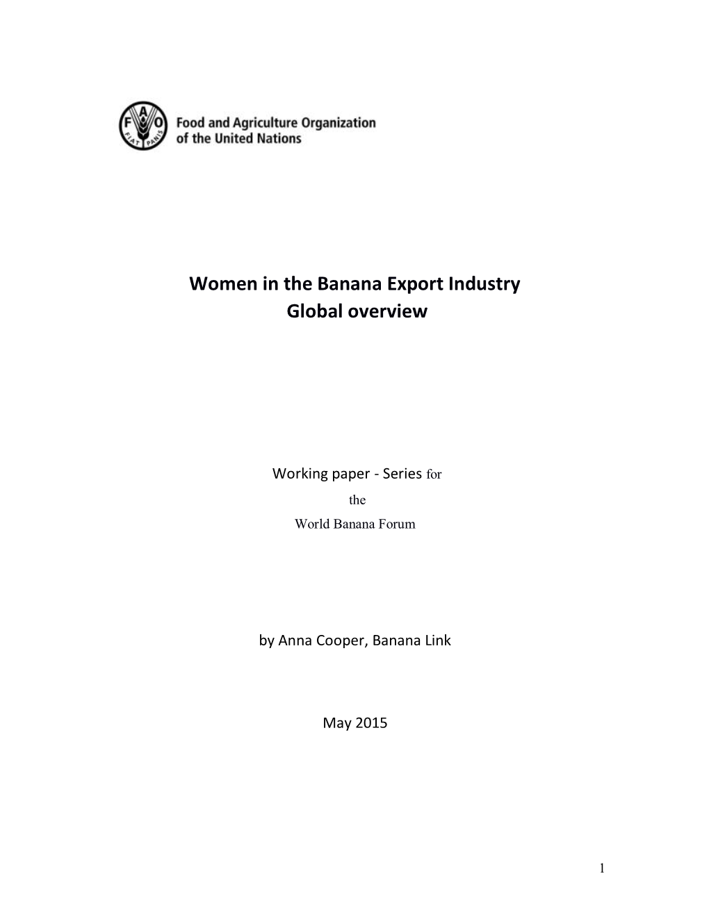Women in the Banana Export Industry Global Overview