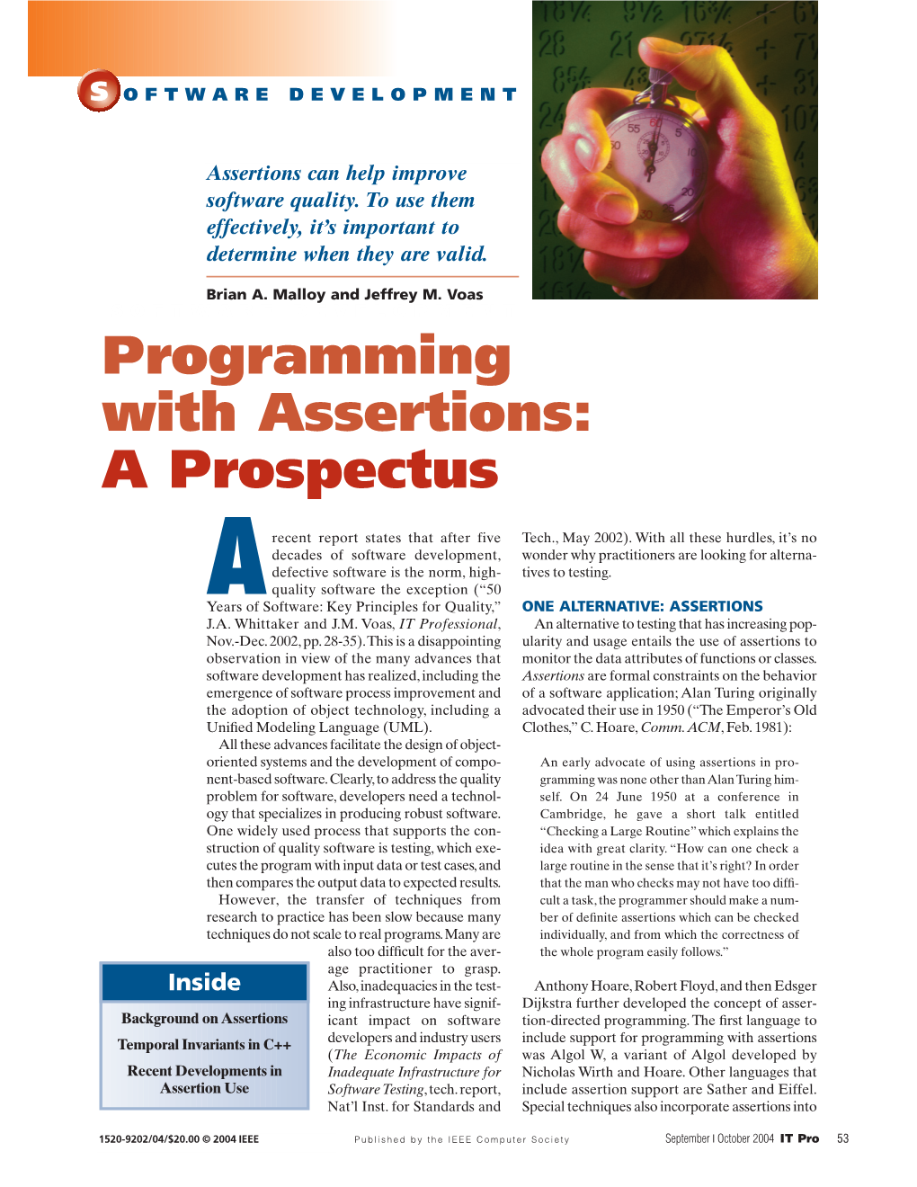 Programming with Assertions: a Prospectus