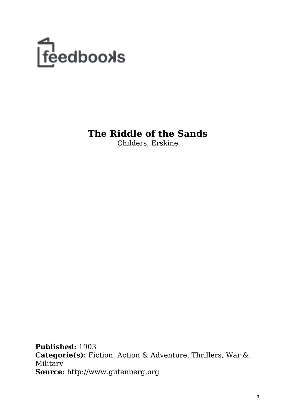 The Riddle of the Sands Childers, Erskine