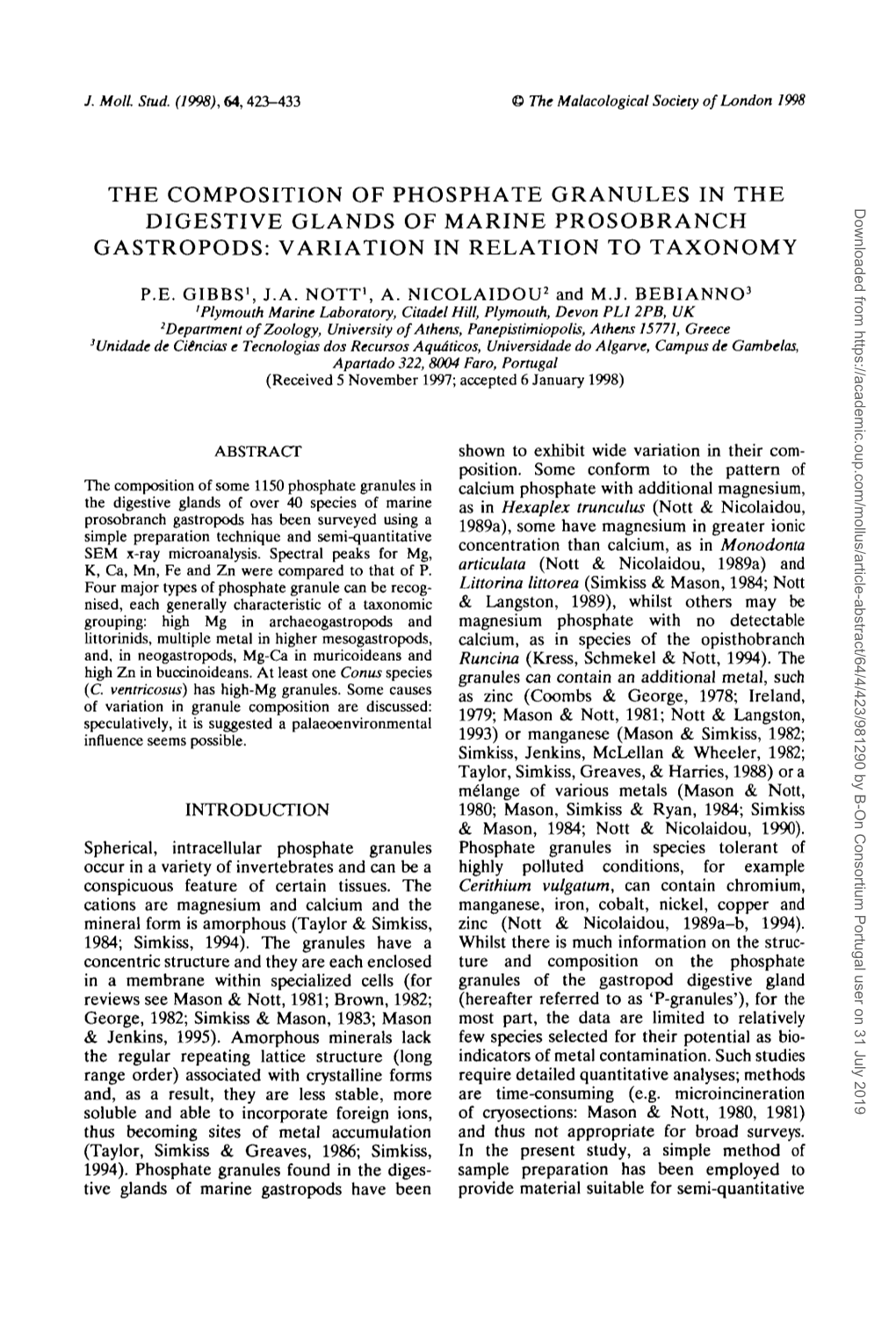 The Composition of Phosphate Granules in The