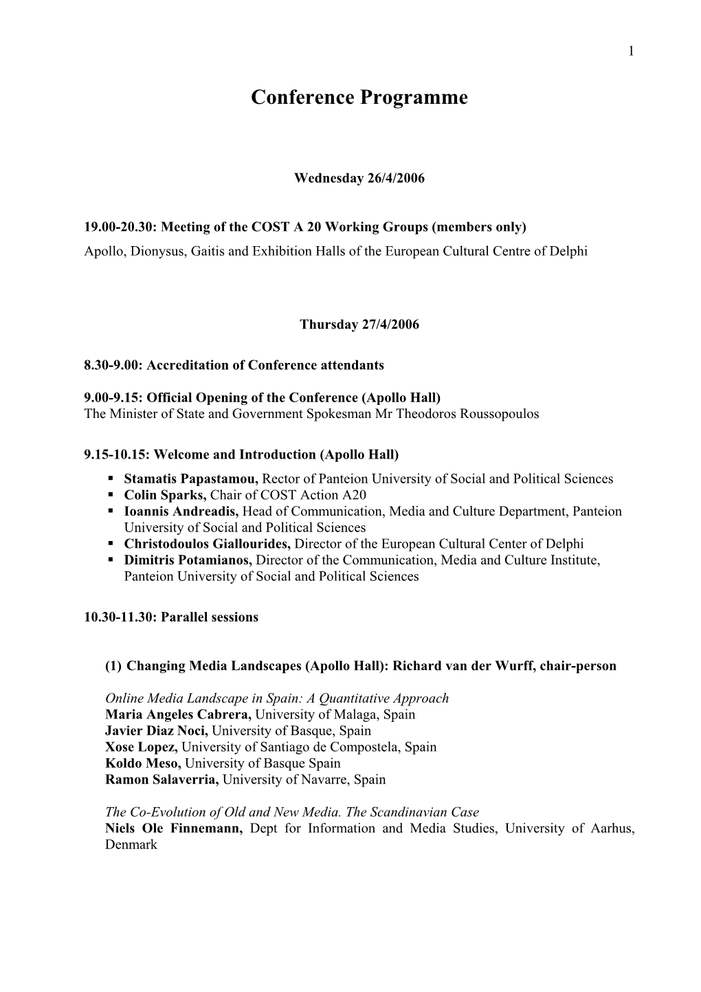 Conference Programme