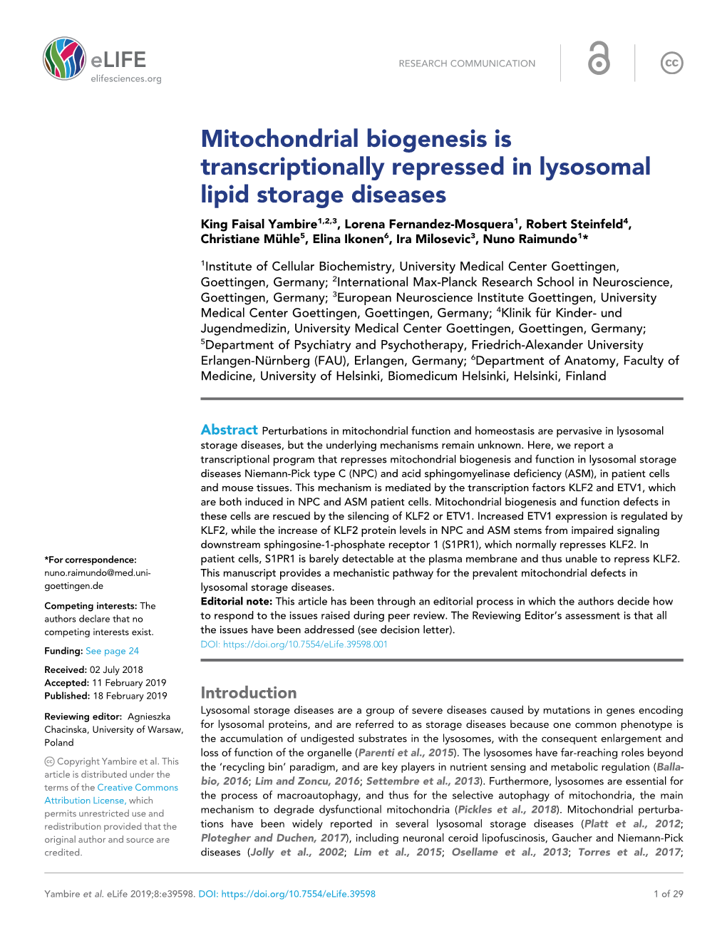 Mitochondrial Biogenesis Is Transcriptionally Repressed In